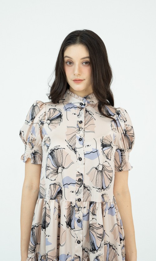 SIXDO Floral Mini Silk Dress